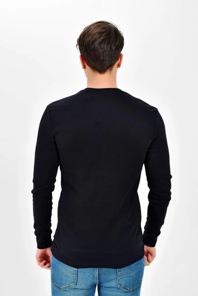 Süperlife V Yaka Uzun Kollu Dar Kalıp İnce Erkek Sweatshirt SPR 2019K19 - 4