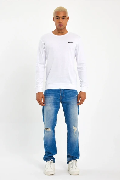 Süperlife Bisiklet Yaka Uzun Kollu Dar Kalıp İnce Erkek Sweatshirt SPR2019K18 - 6