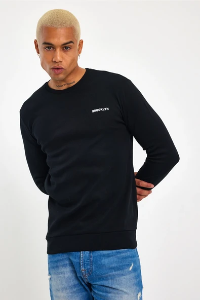 Süperlife Bisiklet Yaka Uzun Kollu Dar Kalıp İnce Erkek Sweatshirt SPR2019K18 - 3