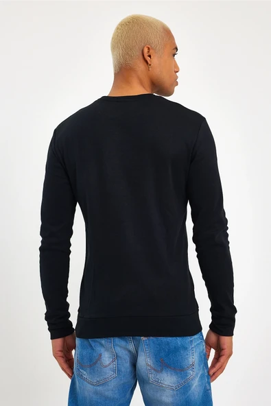 Süperlife Bisiklet Yaka Uzun Kollu Dar Kalıp İnce Erkek Sweatshirt SPR2019K18 - 5