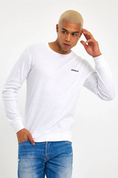 Süperlife Bisiklet Yaka Uzun Kollu Dar Kalıp İnce Erkek Sweatshirt SPR2019K18 - 9