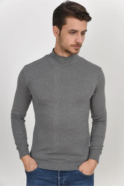 Süperlife Yarım Balıkcı Uzun Kollu Dar Kalıp İnce Erkek Sweatshirt SPR 2019K20 - 5