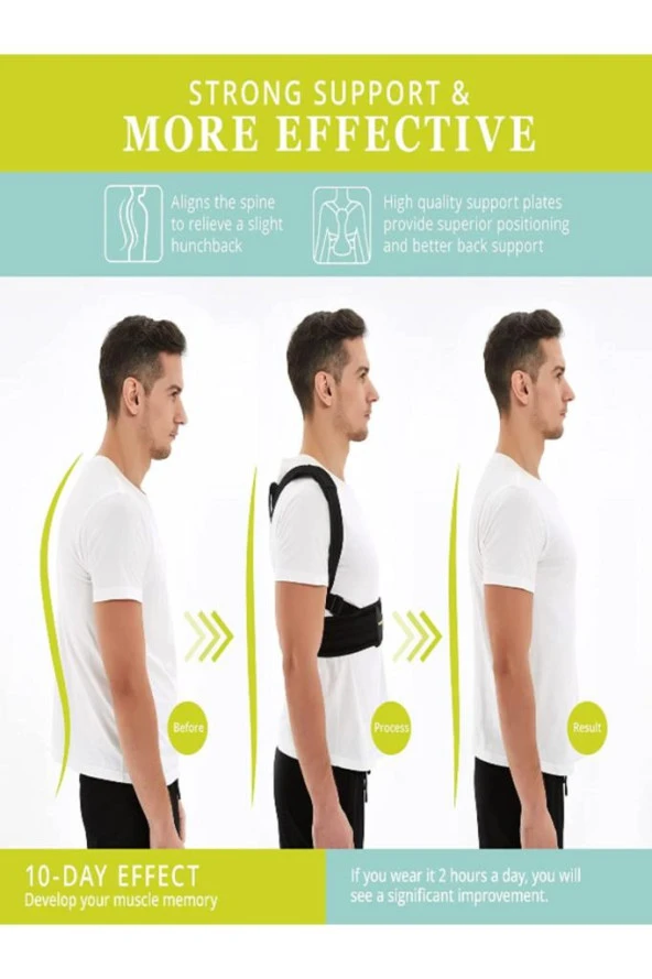 Çift Balenli Dik Durmayı Sağlayan Sırt Omuz Bel Korsesi Unisex Kamburluk Önleyici Dik Duruş Korsesi - Resim 2
