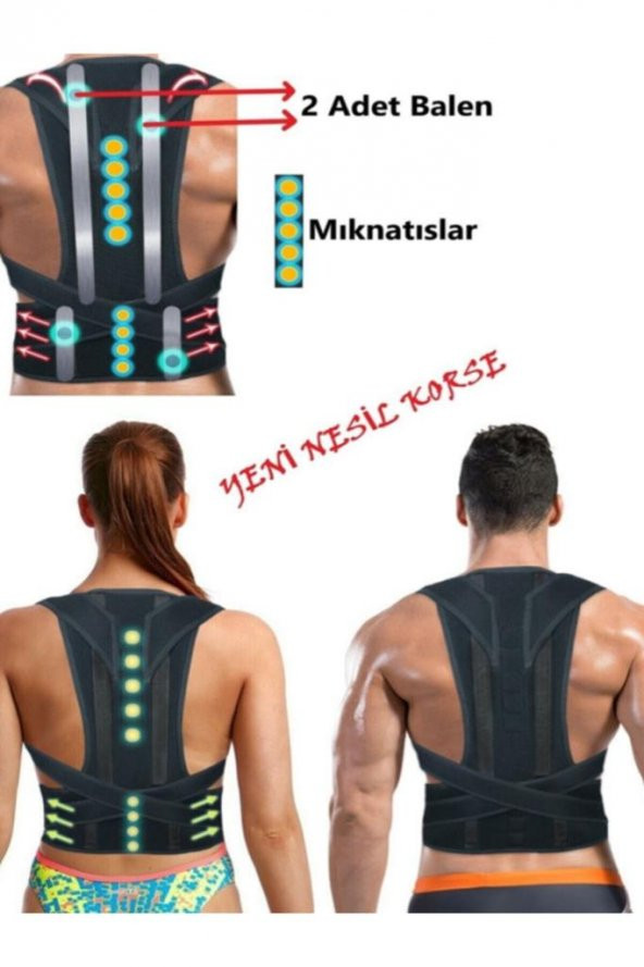 Dik Duruş Korsesi Medikal Korse Dik Tutan Korse Dik Duruş Yeleği Balenli Manyetik Omuz Sırt Korsesi - Resim 5