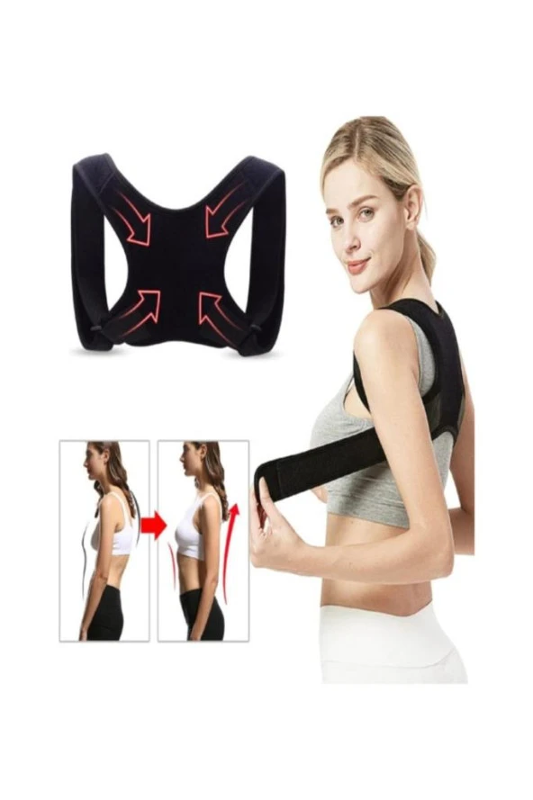 Unisex Siyah Kamburluk Önleyici Ayarlanabilir Yeni Nesil Dik Duruş Aparatı Korse - Resim 4