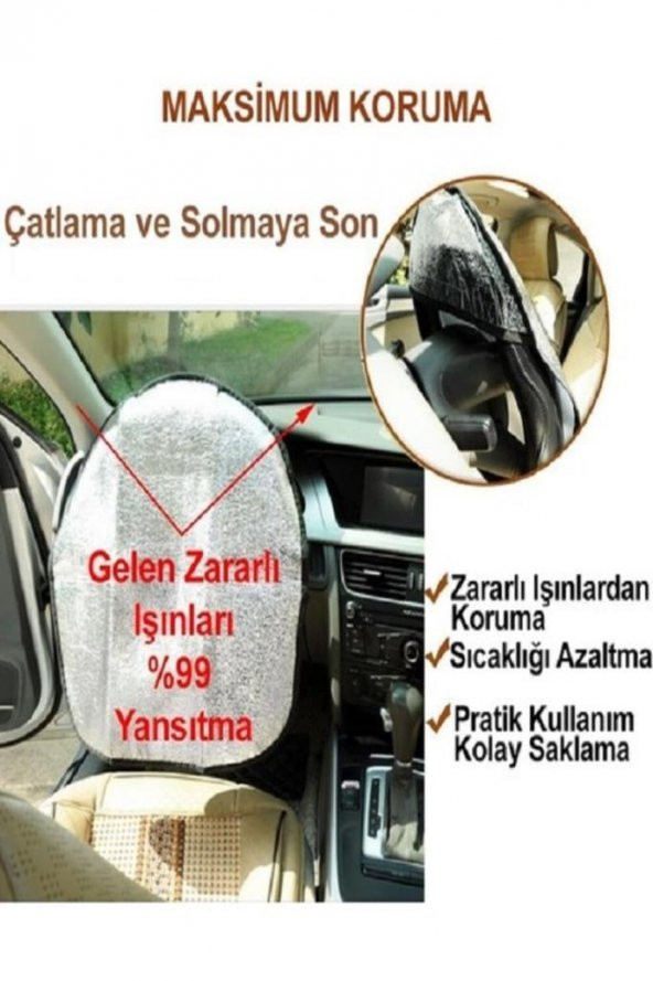 Oto Direksiyon Güneşliği Araç Araba Direksiyon Kılıfı Koruma Örtüsü Güneşlik Gölgelik ürün görseli