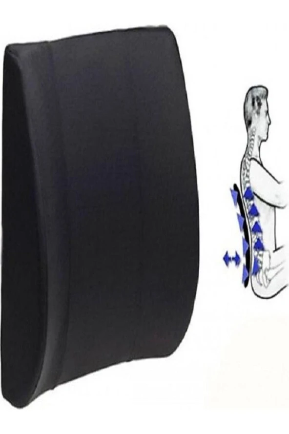 Unisex Siyah Ortopedik Koltuk Minderi Araç Sandalye Bel Sırt Desteği Bel Dik Duruş Destek