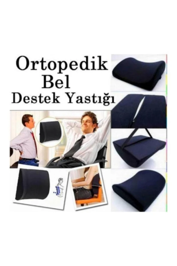 Unisex Siyah Ortopedik Koltuk Minderi Araç Sandalye Bel Sırt Desteği Bel Dik Duruş Destek - 3