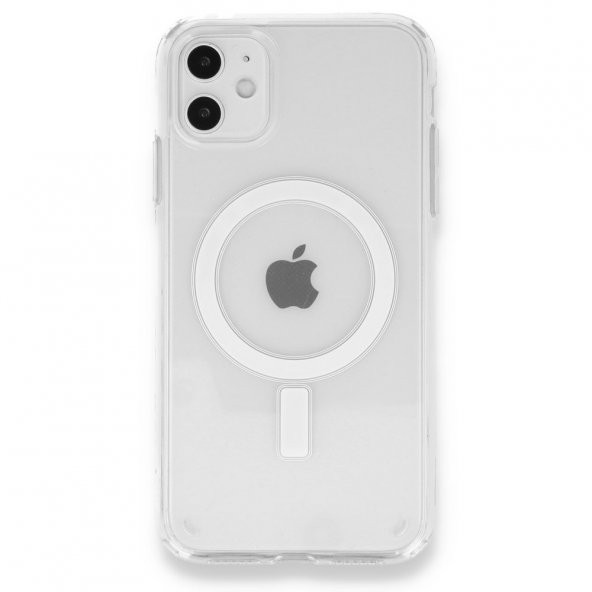 iPhone 11 Kılıf Magneticsafe Şeffaf Silikon - Şeffaf