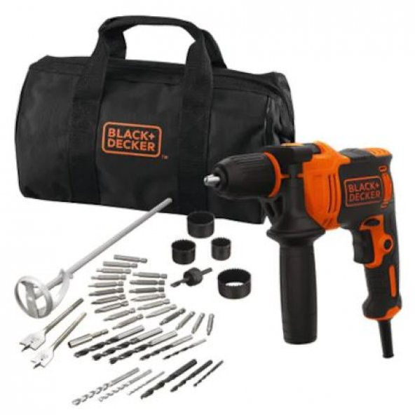 Black+Decker BEH710SA40-QS 13 MM 710 W Darbeli Matkap + 40 Parça Aksesuar Bez Çanta