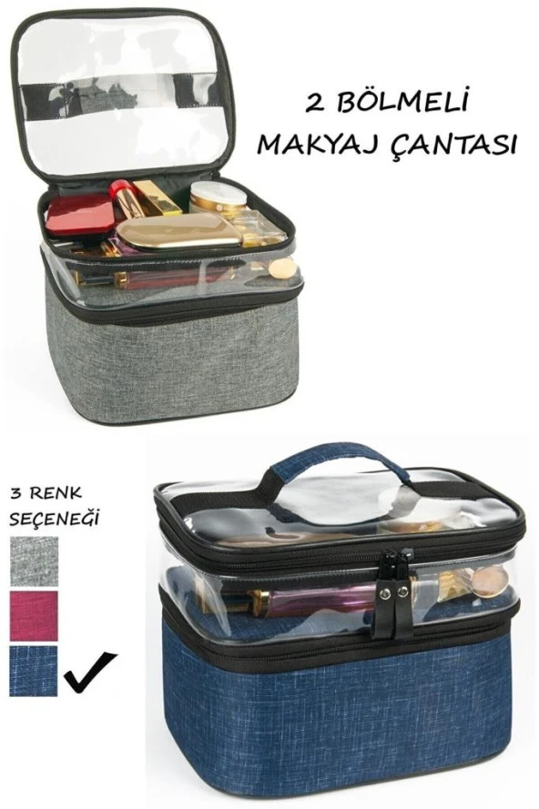 Makyaj Çantası Makyaj Bavulu Şeffaf Çanta Profesyonel Seyahat Seti Yeni Nesil - 4