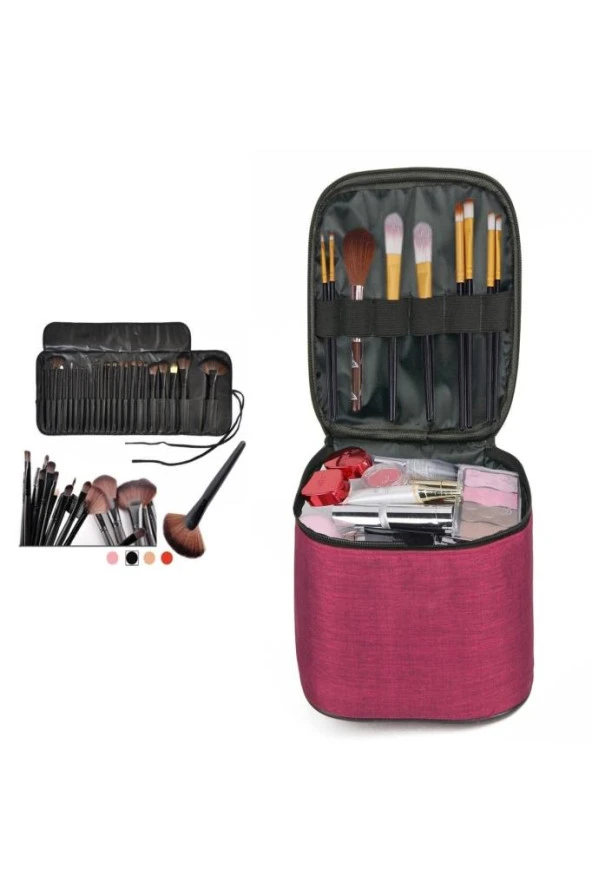 Yeni Tasarım 2 Bölmeli Ve 3 Renk Seçeneği Makyaj Çantası - 6