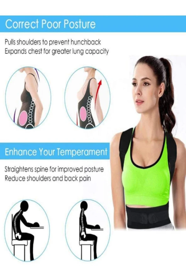 Ortopedik Manyetik Dik Duruş Korsesi Sırt Korsesi Kamburluğu Önleyici Erkek Kadın Korse - 5