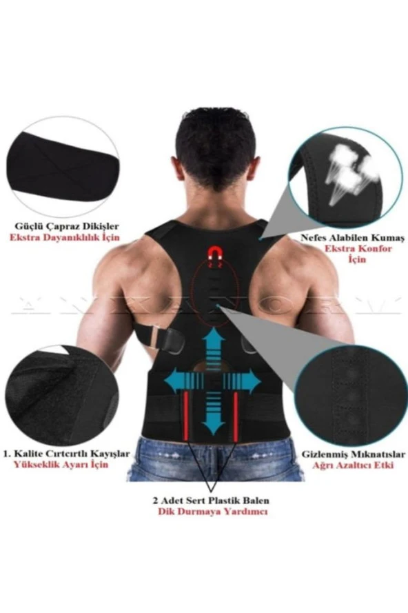Manyetik Dik Durmak Için Korse Ortopedik Kamburluk Önleyici Kadın Erkek Dik Duruş Bel Sırt Korsesi - 4