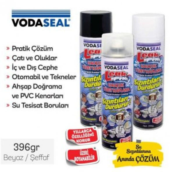 Vodaseal Leak Fix Kauçuk İzolasyon Spreyi 396 Gr Şeffaf