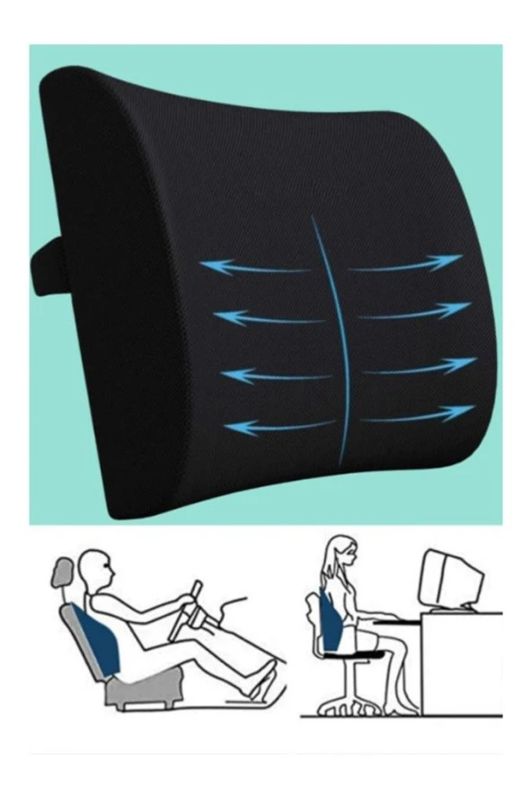 Ortobedik Sırt Minderi Bel Yastığı Destek Araç Ofis Koltuk - 2