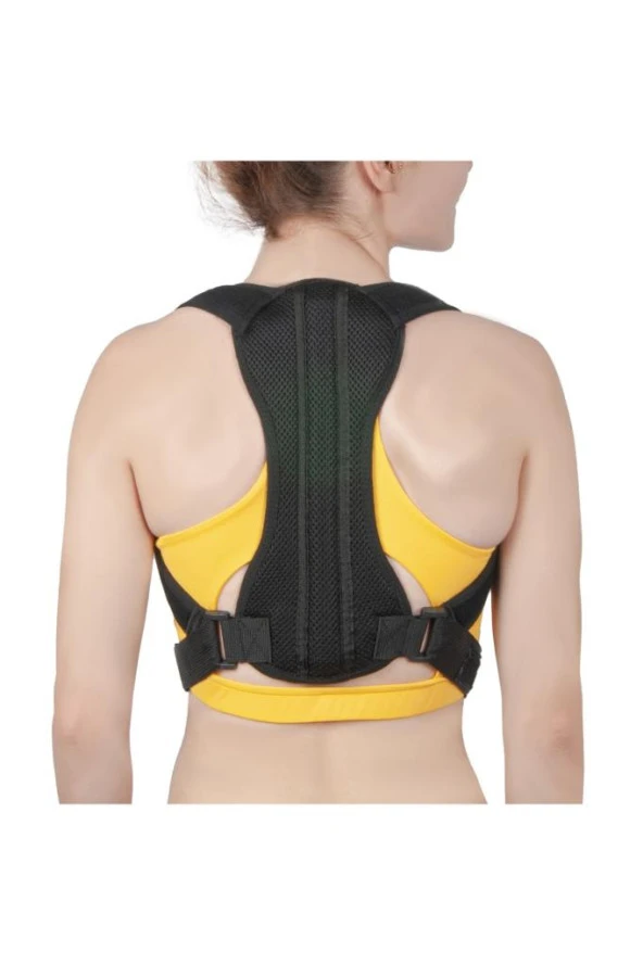 Yeni Nesil Kamburluk Önleyici Sırt Dik Duruş Korsesi Unisex Siyah Medikal Korse Ortopedik - 2