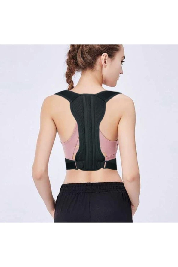 Yeni Nesil Kamburluk Önleyici Sırt Dik Duruş Korsesi Unisex Siyah Medikal Korse Ortopedik - 3