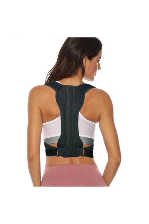 Yeni Nesil Kamburluk Önleyici Sırt Dik Duruş Korsesi Unisex Siyah Medikal Korse Ortopedik - 2
