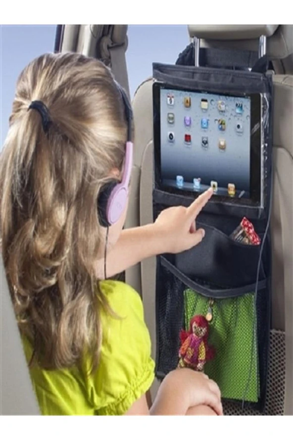 Oto Koltuk Arkası Şeffaf Tablet Tutucu Kılıfı Araba Araç Içi Düzenleyici Organizer - 5