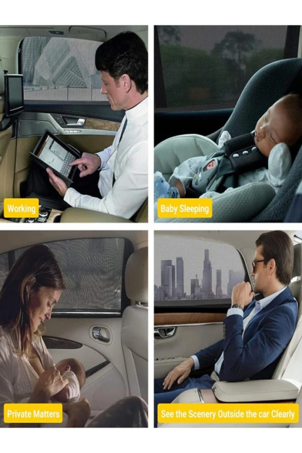 2 Adet Oto Yan Cam Perdesi Araba Arka Güneşlik Araç Anne Bebek Çocuk Perde Arka Koltuk