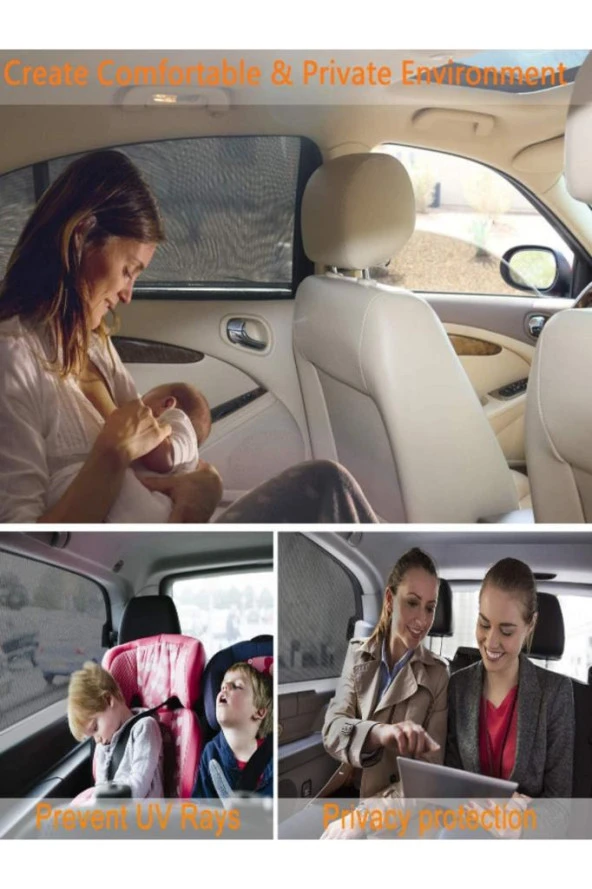 Araba Yan Cam Perdesi Oto Arka Perde Araç Güneşlik Gölgelik Bebek Çocuk Bebe Örtü Cam Çorabı Filmi - 2
