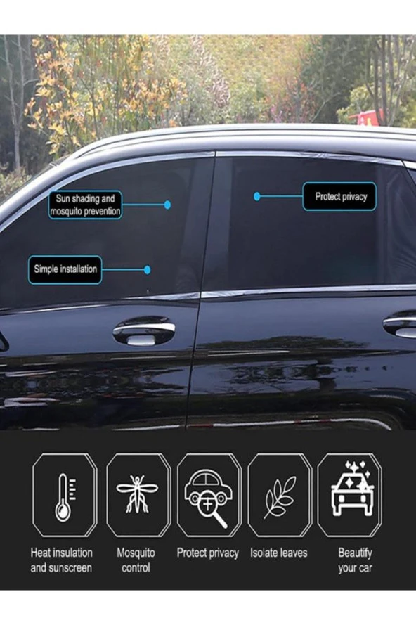 Araba Yan Cam Perdesi Oto Arka Perde Araç Güneşlik Gölgelik Bebek Çocuk Bebe Örtü Cam Çorabı Filmi - 5