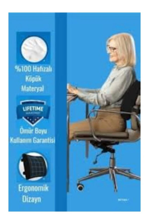 Ortopedik Lüx Sırt Bel Minderi Araç Koltuk Sandalye Bel Yastığı Bel Desteği Bel Minderi - 3