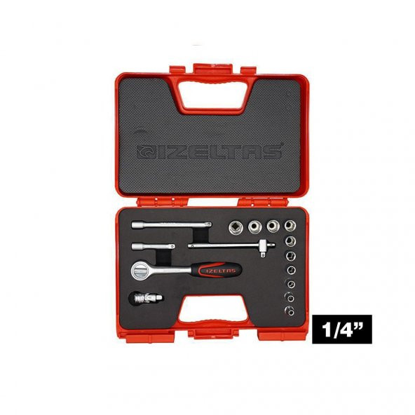 İzeltaş 1/4 Altı Köşe Lokma Anahtar Tkm (15 Parça)-1107006015