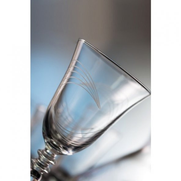 Kcd Ebrar Sade Kesme El Dekor Yaldızlı Desenli Cam 6 Adet Ayaklı Bardak Kadeh ürün görseli 1