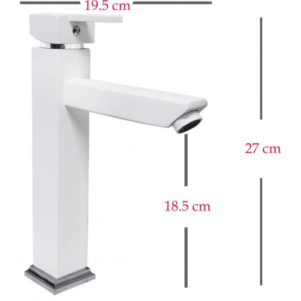 Venita Kare Aç Kapa Çanak Tipi Uzun Lavabo Bataryası Beyaz Gold - 4