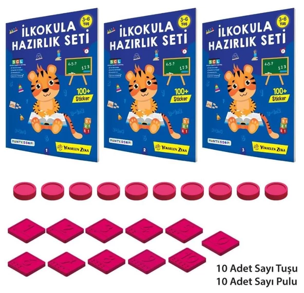 Y.Z. 3-6 Yaş İlkokula Hazırlık Seti (Toplama Çıkarma İşlem Becerisi, Geometrik Şekiller, Ritmik Sayma, Problem Çözme, Düşünme Becerileri)