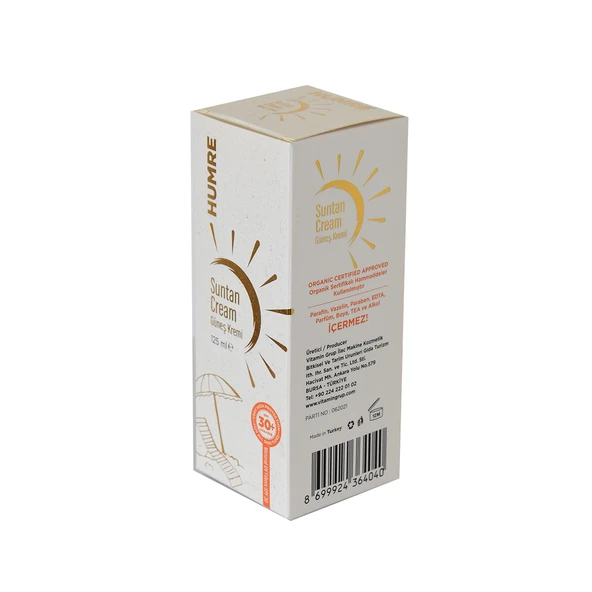 Humre Güneş Kremi SPF 30+ UVA+UVB Suntan Cream 125 ML - Resim 3
