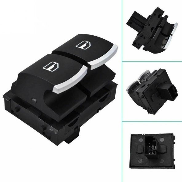 VOLKSWAGEN GOLF 5 SOL ÇİFTLİ CAM AÇMA DÜĞMESİ (2003-2013)**KROM** - 2