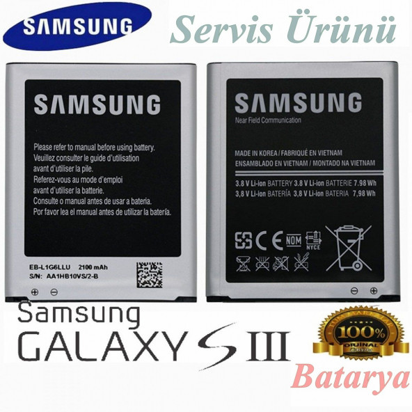 Samsung Galaxy S3 i9300 Batarya EB-L1G6LL Uyumlu Yedek Batarya