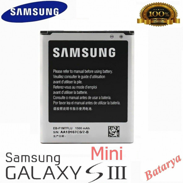 Samsung Galaxy S3 Mini i8190 Batarya 1500mAh EB-L1M7FLU Uyumlu Yedek Batarya