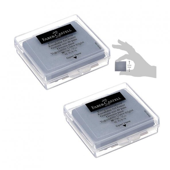 Hamur Silgi Gri Kutulu 2 Paket Faber Hamur Silgi Çizim Silgisi Yoğrulabilir Silgi Plastik Kutulu