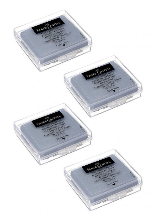 Hamur Silgi Gri Kutulu 4 Paket Faber Hamur Silgi Çizim Silgisi Yoğrulabilir Silgi Plastik Kutulu