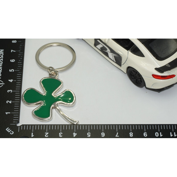 DK Alfa Romeo Yonca Logo Yeşil Metal Anahtarlık - 4