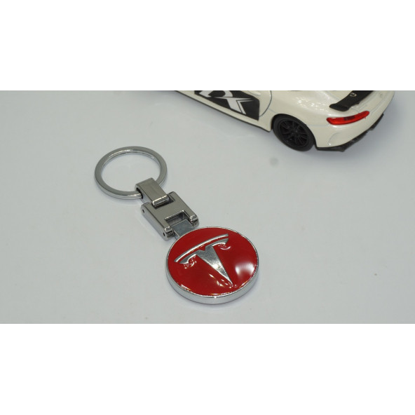Tesla Logo Model 3 S X Y Kırmızı Metal Çift Yön Anahtarlık - 2