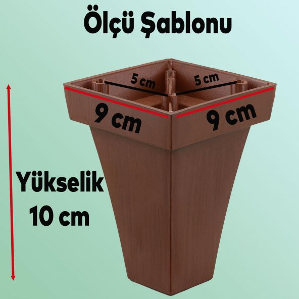 Lüks Mobilya Kanepe Sehpa TV Ünitesi Koltuk Ayağı 10 cm Kahverengi Ahşap Desenli Baza Ayak - 3