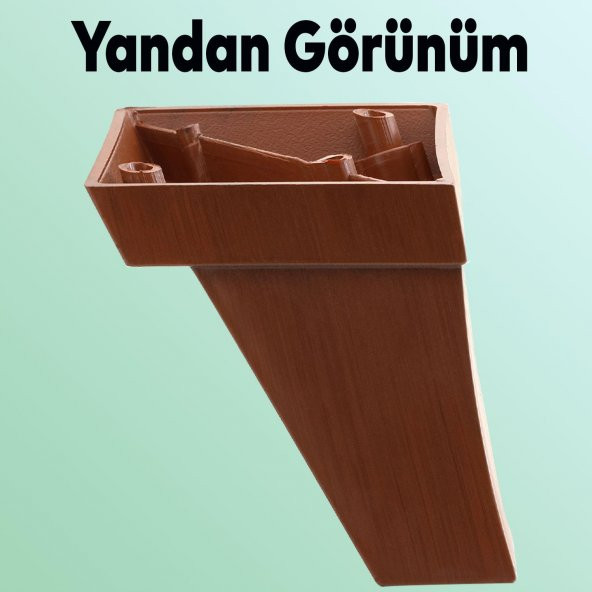 Lüks Mobilya Kanepe Sehpa TV Ünitesi Koltuk Ayağı 10 cm Kahverengi Ahşap Desenli Baza Ayak - 4