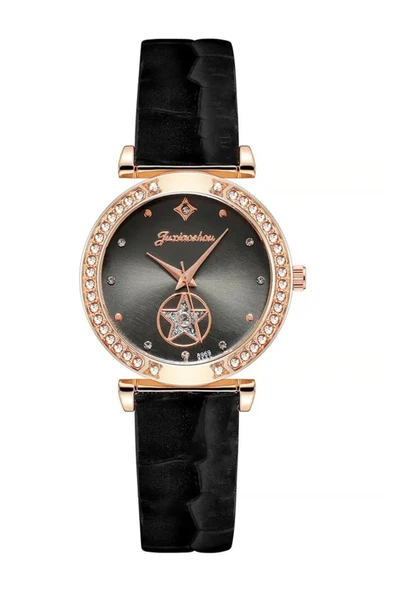 Kadın Kol Saati + Bileklik Lüks Moda Şık Trend Set Saat Siyah Rose Gold - Resim 2