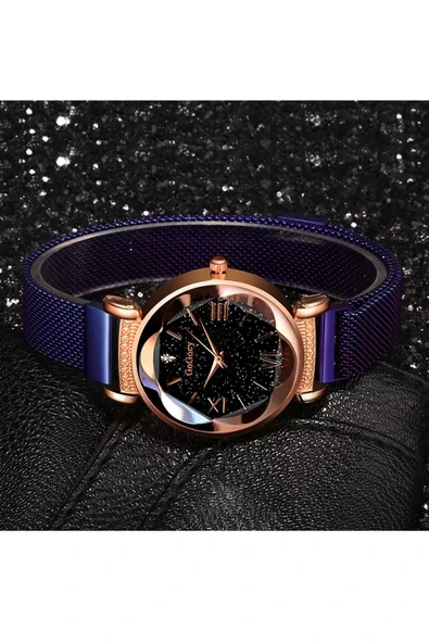 Kadın Kol Saati Lüks Moda Şık Trend Bayan Saat Mor Renk - Resim 3