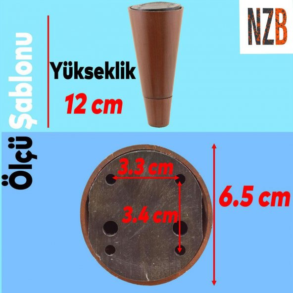 Lüks Mobilya Kanepe Sehpa TV Ünitesi Koltuk Ayağı 12 cm Kahverengi Oval Baza Ayak - 2