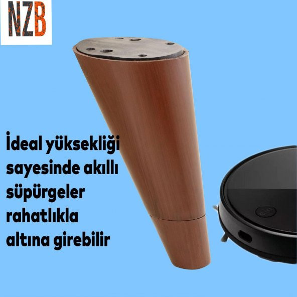 Lüks Mobilya Kanepe Sehpa TV Ünitesi Koltuk Ayağı 12 cm Kahverengi Oval Baza Ayak - 5