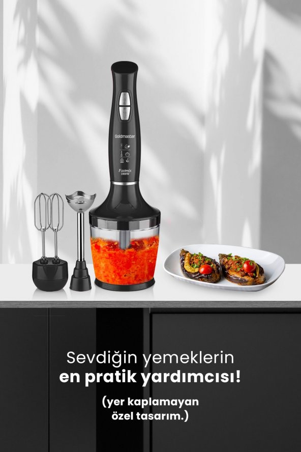 GoldMaster Fastmix Siyah Sessiz Hız Ayarlı 3 In 1 Doğrama Karıştırma Blender Seti - 2
