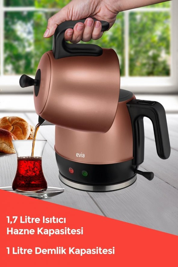 Evia Ladem Gold Geniş Kapasiteli Paslanmaz Çelik Çay Makinesi Ve Su Isıtıcısı - 2