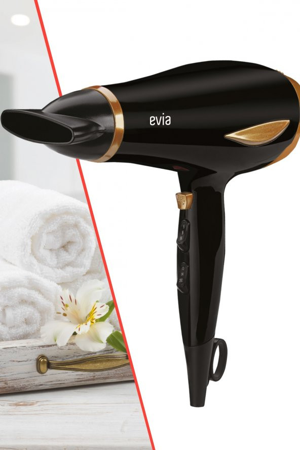 Evia Lodos  DC Motorlu Isı Ve Hız Ayarlı Difüzör Başlıklı Saç Kurutma Fön Makinesi Gold - 3