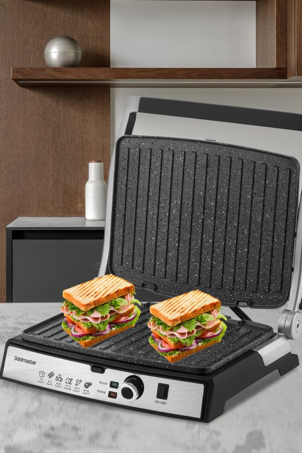 GoldMaster Gralux Kırmızı Paslanmaz Çelik Granit Çıkarılabilir Plakalı Tost Ve Izgara Makinesi - 2